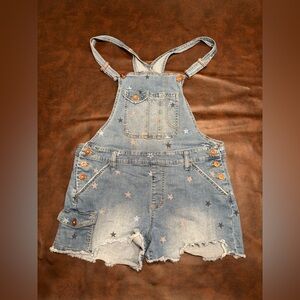 No Boundaries Denim Overall shorts with Star Accents- size 11-13